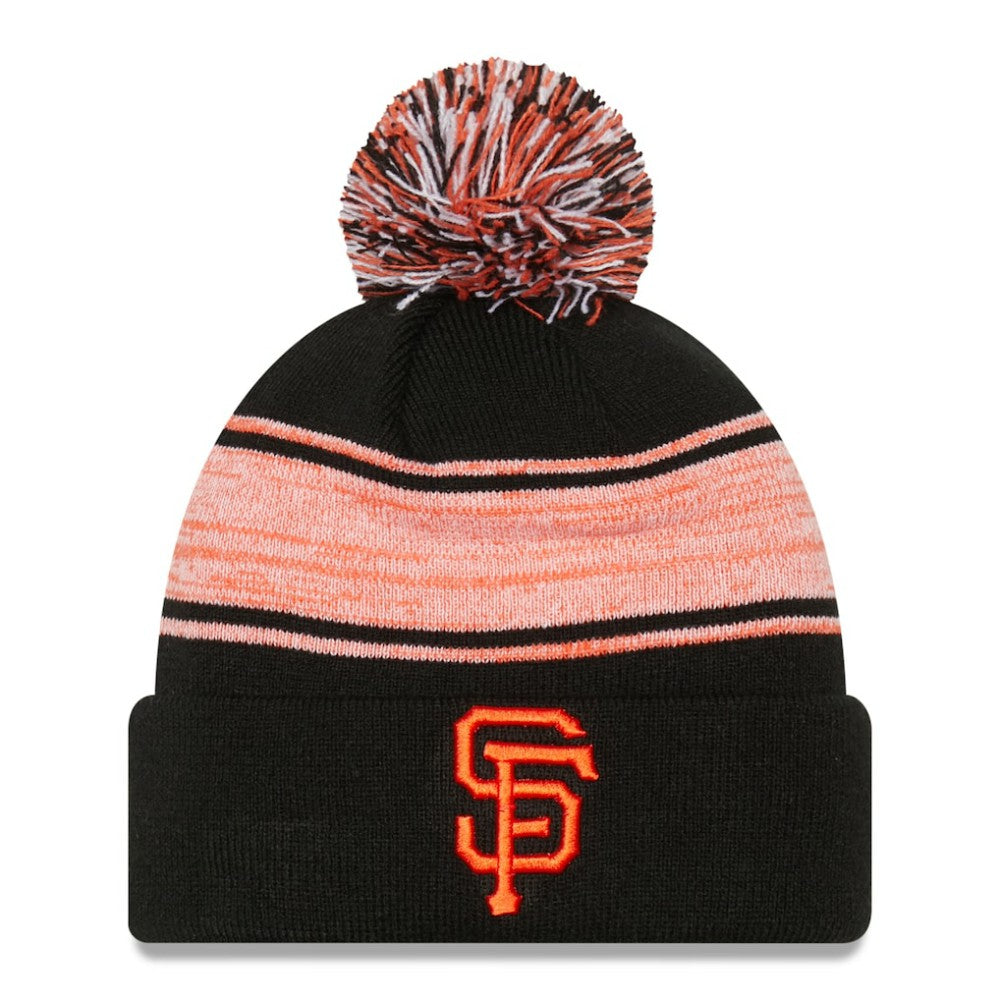 San Francisco Giants New Era Chilled Cuffed Knit Hat with Pom - Black - New Era Sale