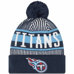 Tennessee Titans New Era Striped Cuffed Knit Hat with Pom Navy