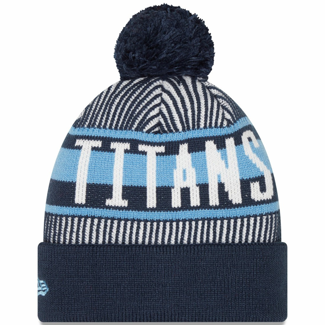 Tennessee Titans New Era Striped Cuffed Knit Hat with Pom Navy