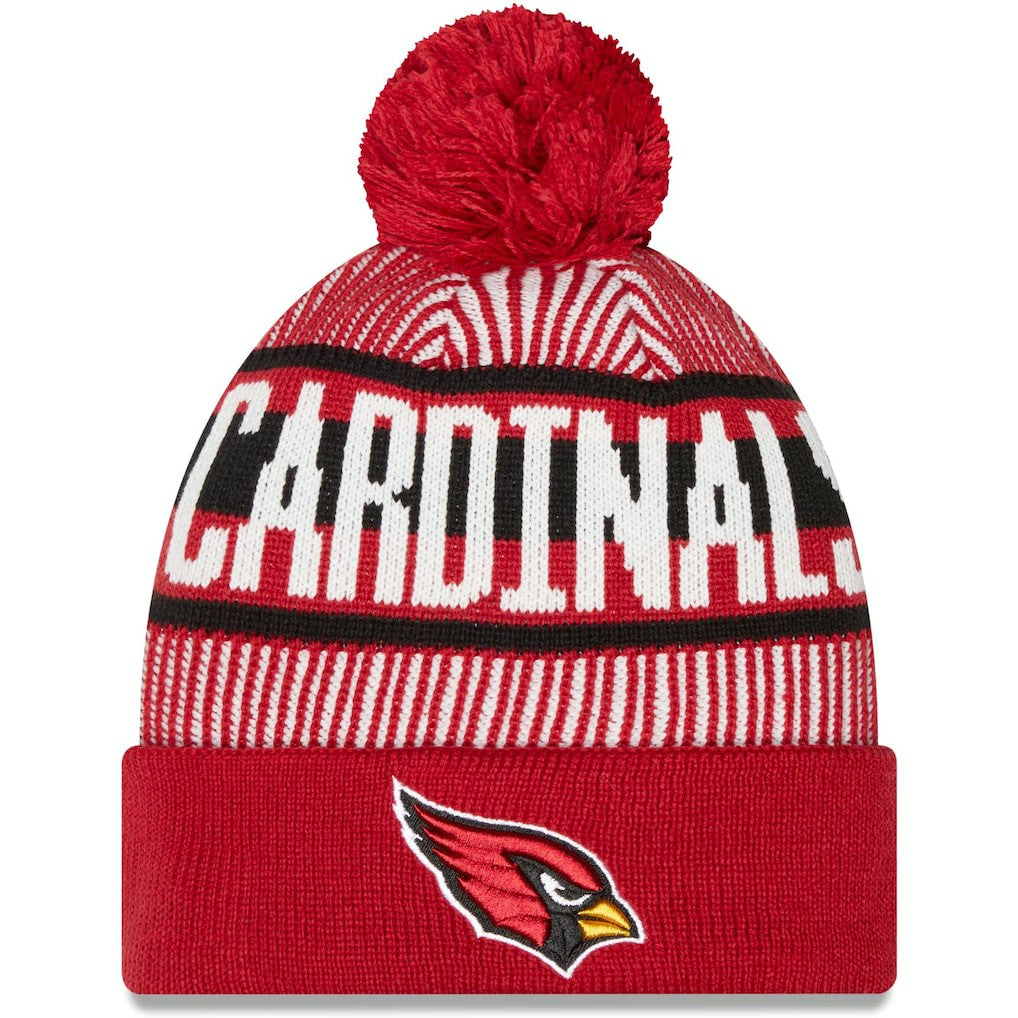 Arizona Cardinals New Era Striped Cuffed Knit Hat with Pom Cardinal