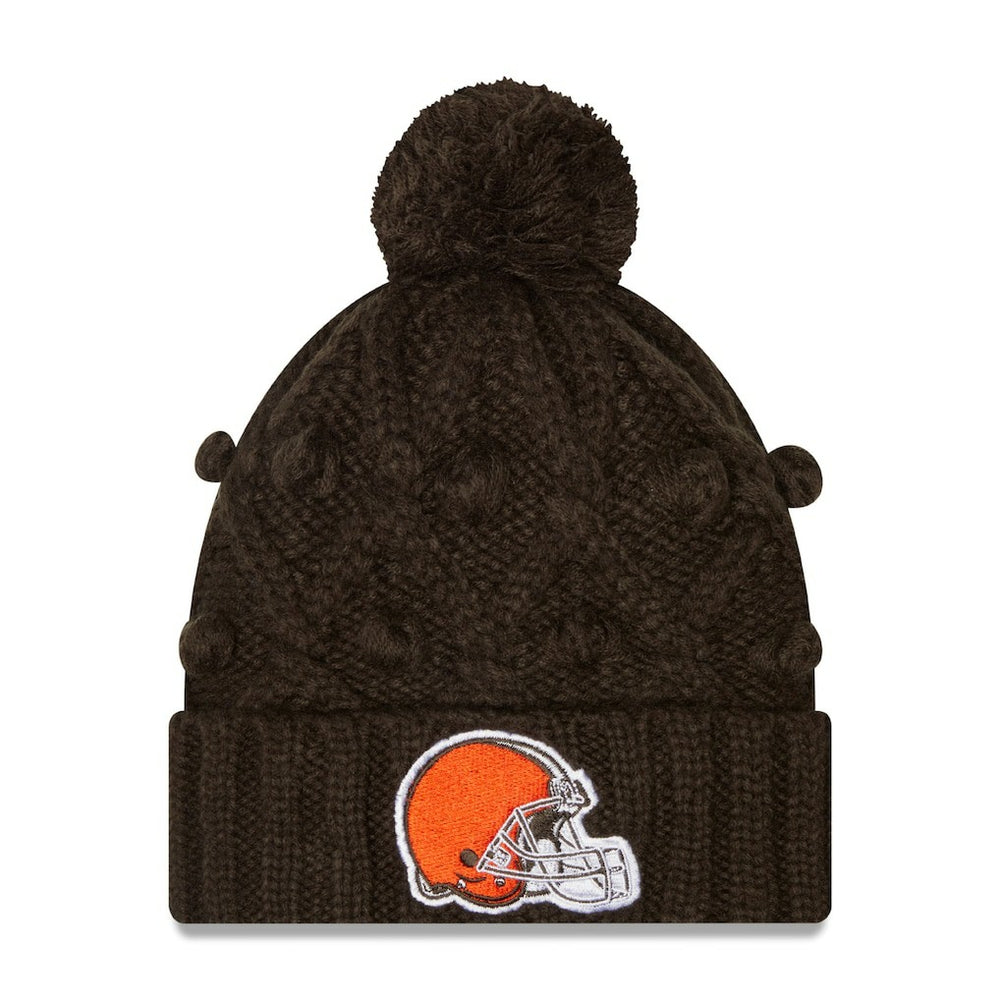 Cleveland Browns New Era Girls Youth Toasty Cuffed Knit Hat with Pom Brown