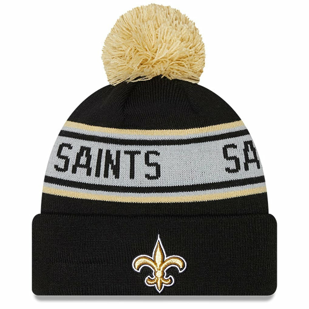 New Orleans Saints New Era Youth Repeat Cuffed Knit Hat with Pom Black