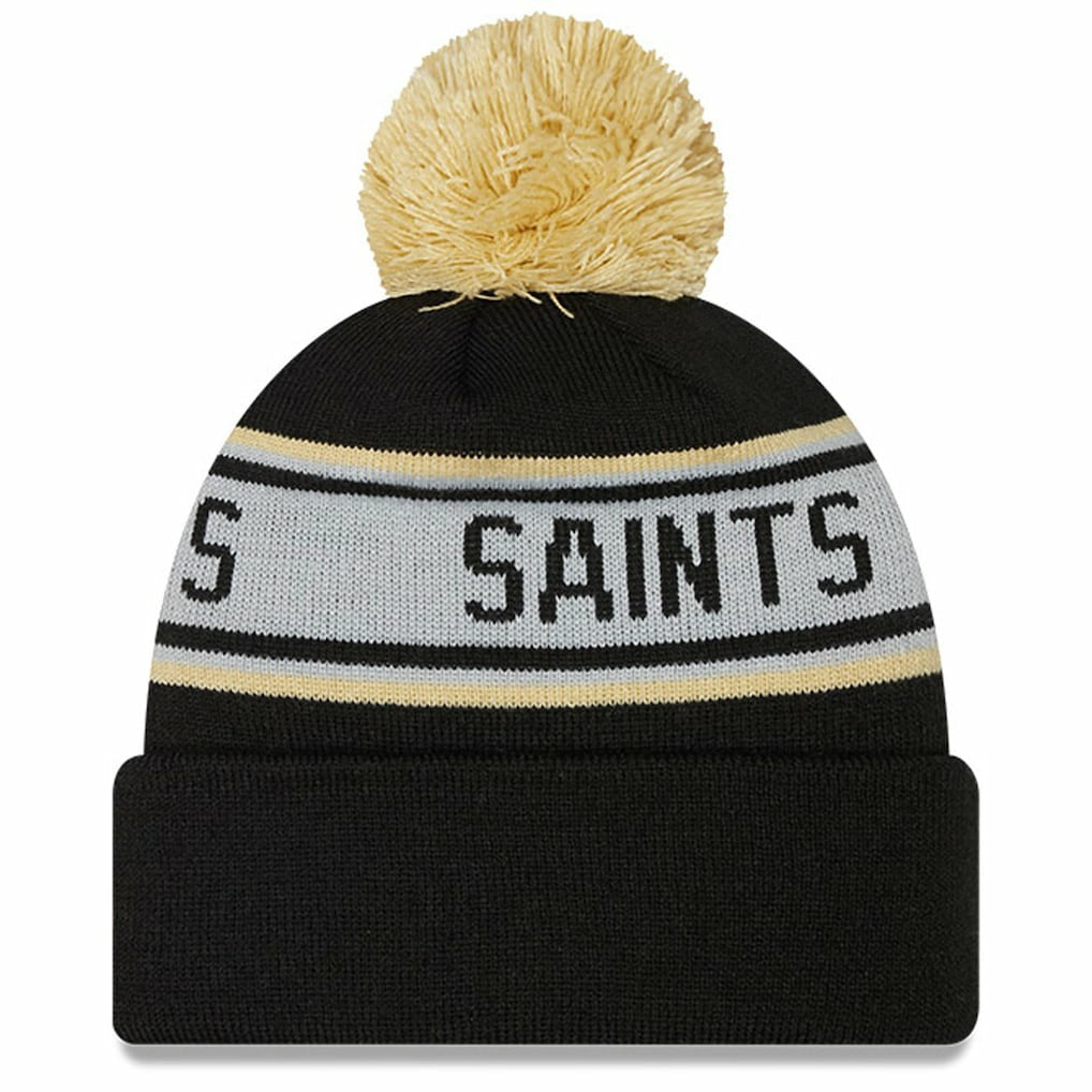 New Orleans Saints New Era Youth Repeat Cuffed Knit Hat with Pom Black