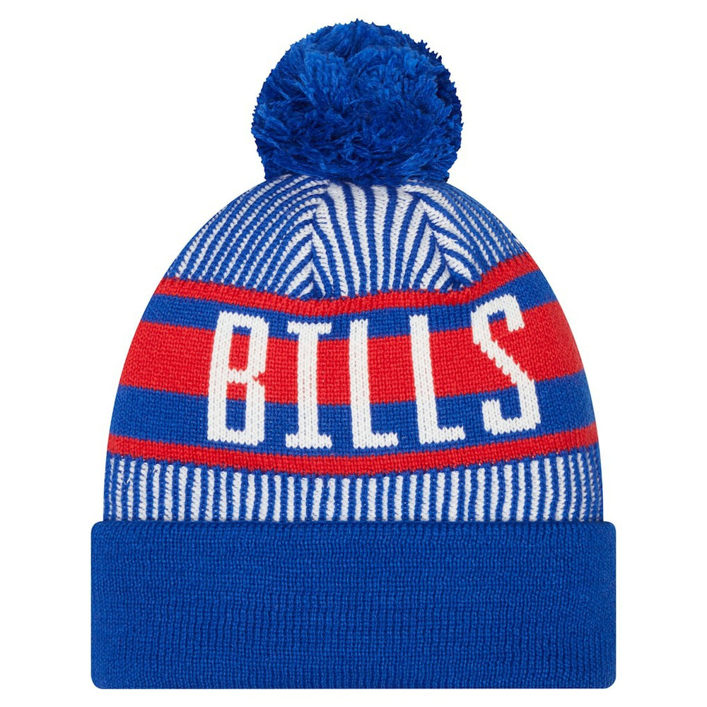 Buffalo Bills New Era Youth Striped Historic Cuffed Knit Hat with Pom Royal