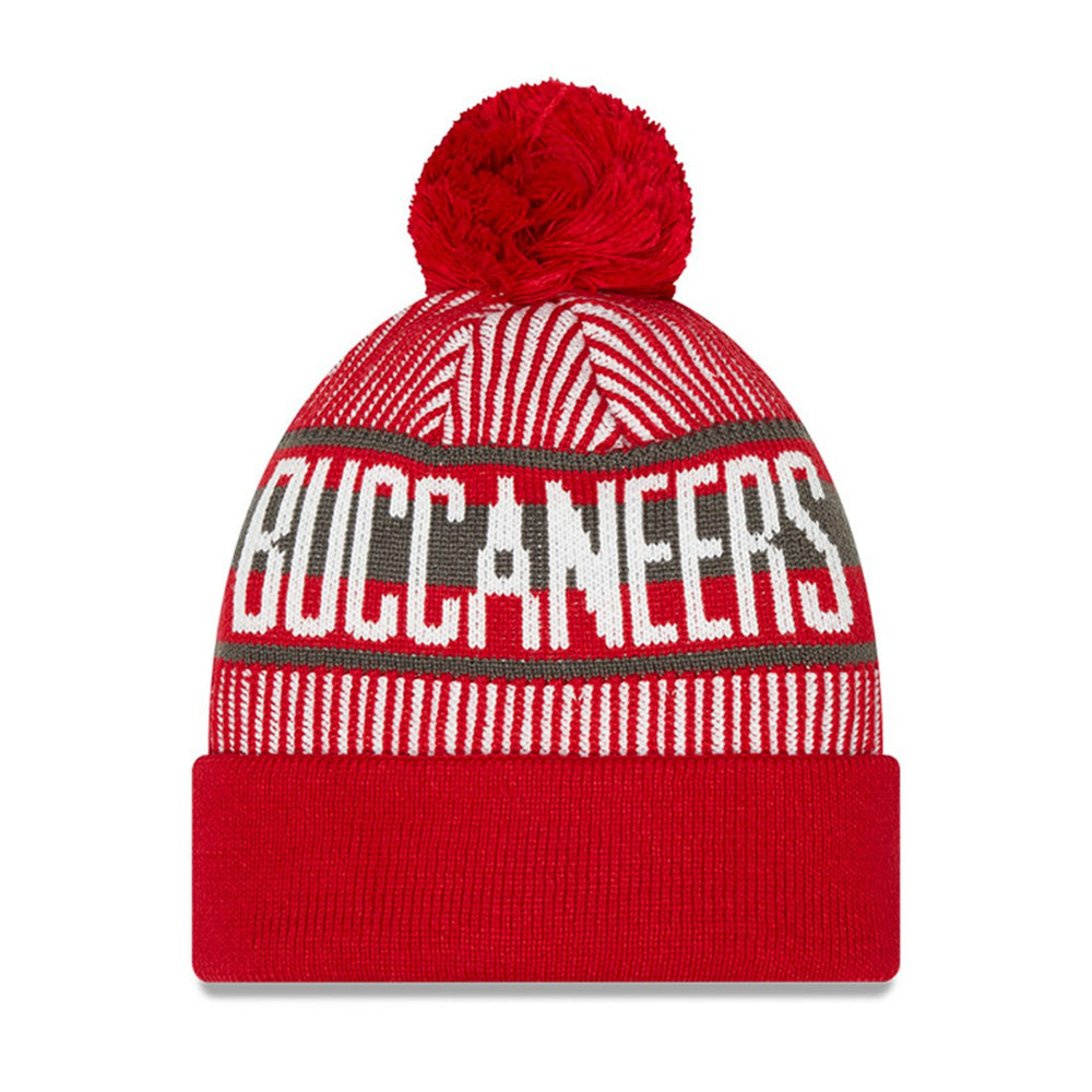 Tampa Bay Buccaneers New Era Youth Striped Cuffed Knit Hat with Pom Red