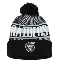 Las Vegas Raiders New Era Youth Striped Cuffed Knit Hat with Pom Black