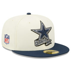 Dallas Cowboys New Era 2022 Sideline 59FIFTY Fitted Hat Cream/Navy