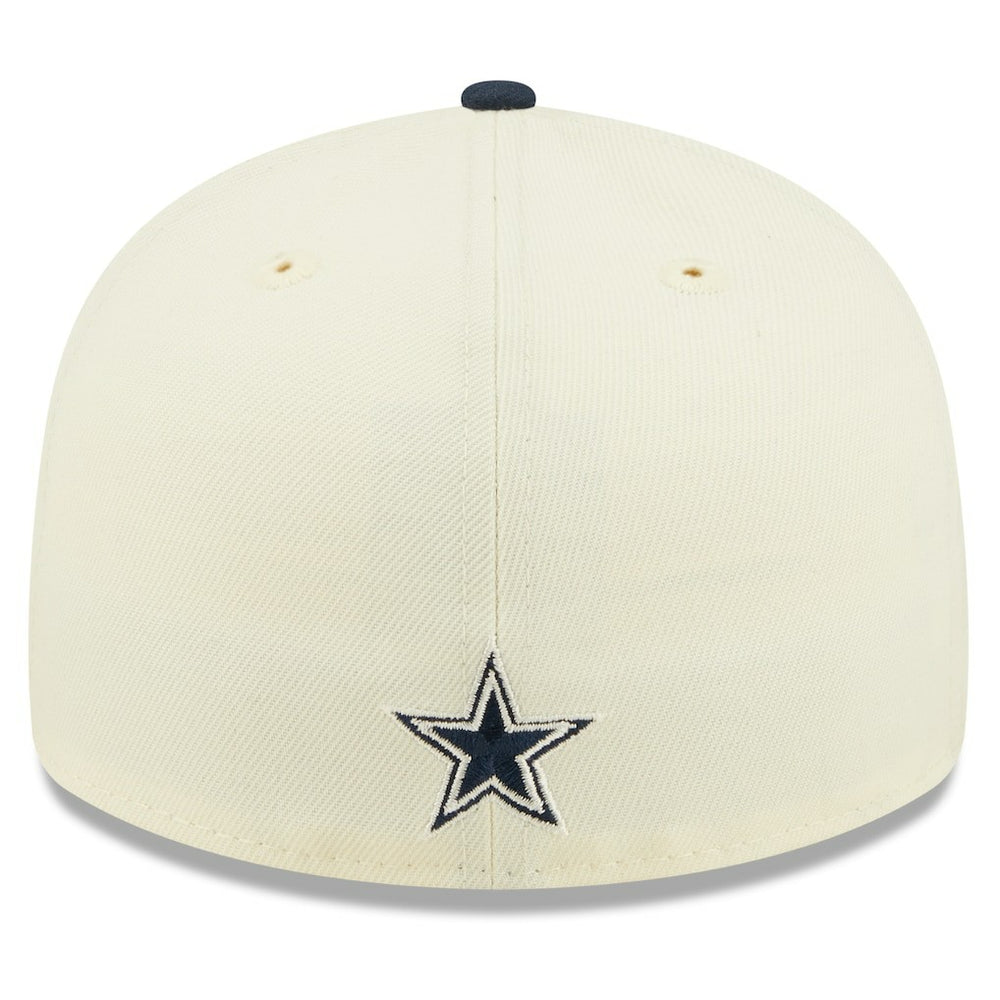 Dallas Cowboys New Era 2022 Sideline Low Profile 59FIFTY Fitted Hat Cream/Navy