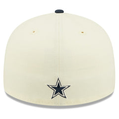 Dallas Cowboys New Era 2022 Sideline Low Profile 59FIFTY Fitted Hat Cream/Navy
