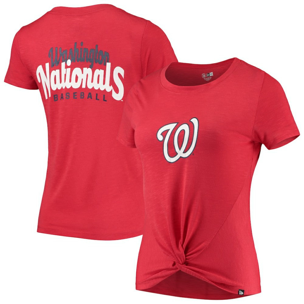 Washington Nationals New Era Women's 2-Hit Front Twist Burnout T-Shirt - Red - New Era Lifestyle