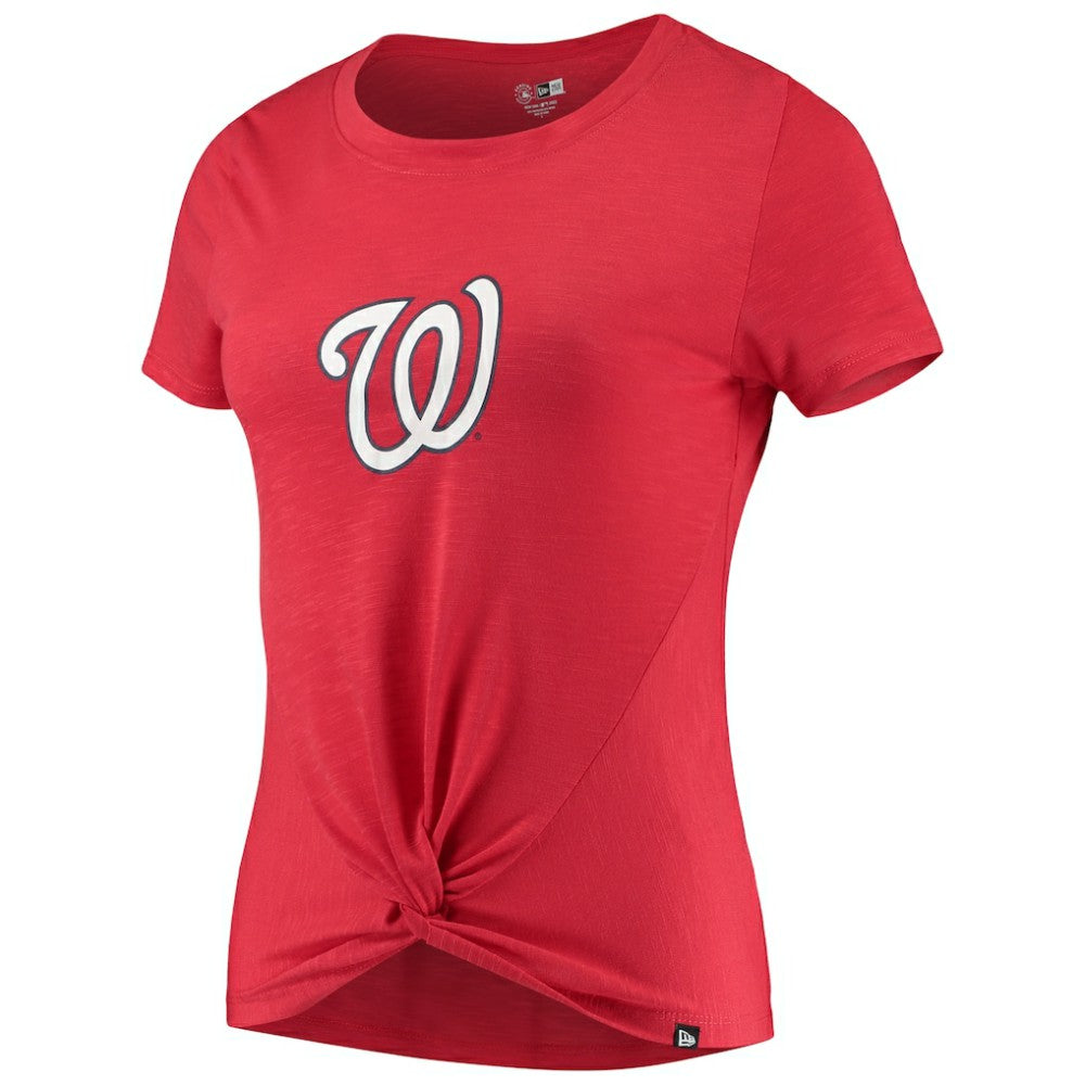 Washington Nationals New Era Women's 2-Hit Front Twist Burnout T-Shirt - Red - New Era Lifestyle