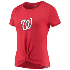 Washington Nationals New Era Women's 2-Hit Front Twist Burnout T-Shirt - Red - New Era Lifestyle