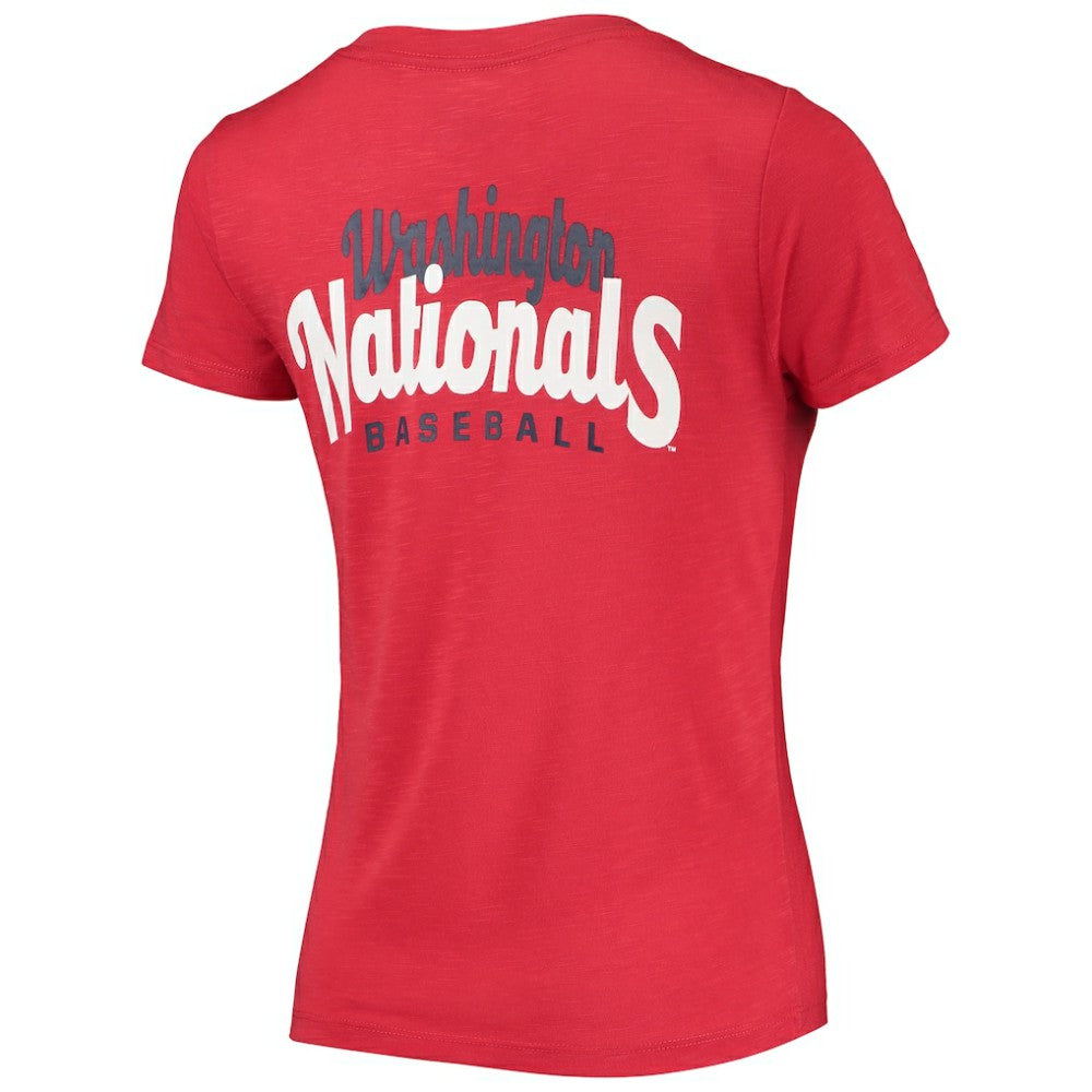 Washington Nationals New Era Women's 2-Hit Front Twist Burnout T-Shirt - Red - New Era Lifestyle