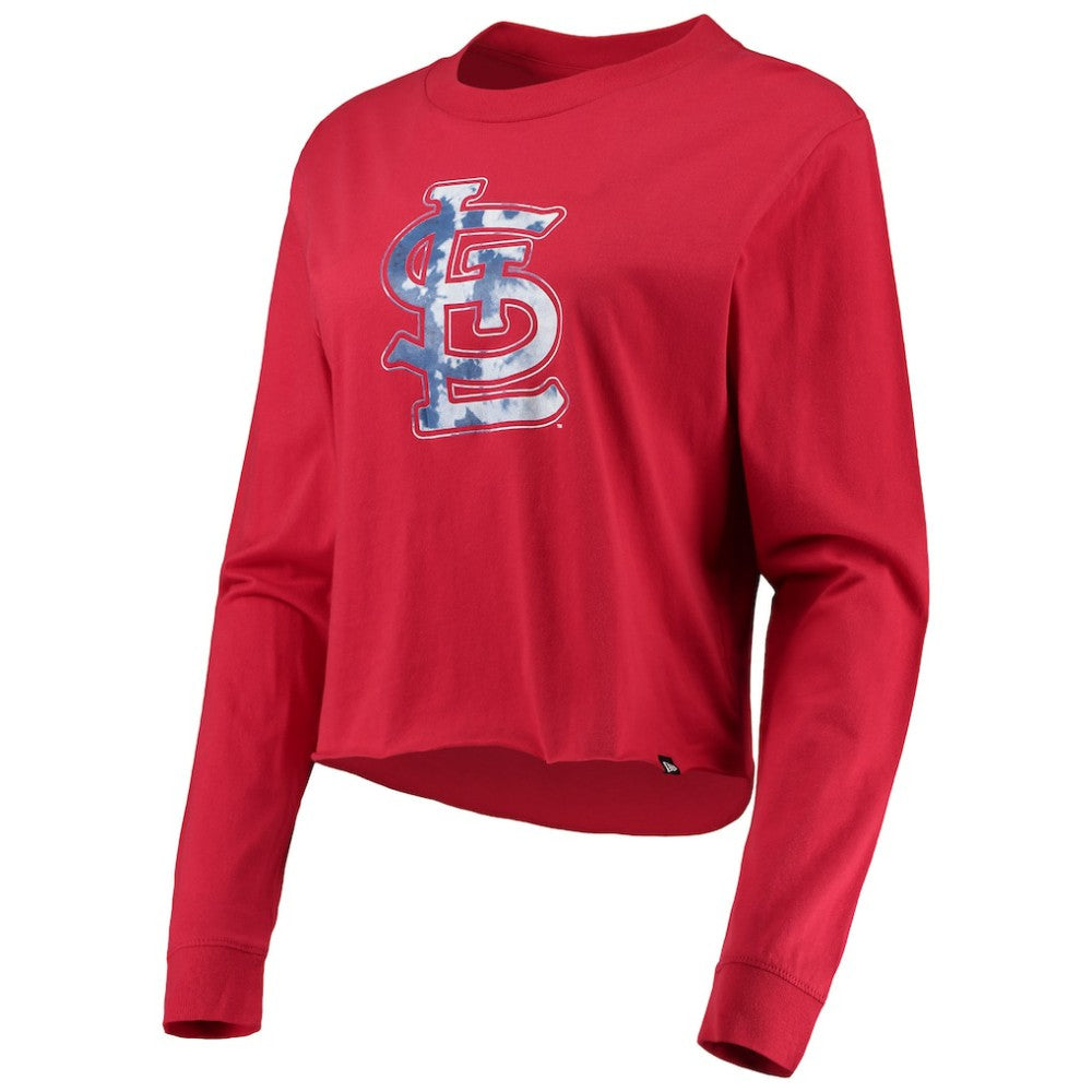 St. Louis Cardinals New Era Women's Baby Jersey Cropped Long Sleeve T-Shirt - Red - New Era on Sale