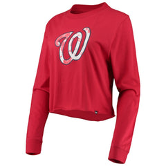 Washington Nationals New Era Women's Baby Jersey Cropped Long Sleeve T-Shirt - Red - New Era Discount