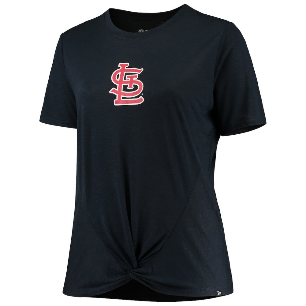 St. Louis Cardinals New Era Women's Plus Size 2-Hit Front Knot T-Shirt - Navy - New Era Sale