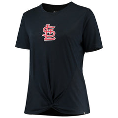 St. Louis Cardinals New Era Women's Plus Size 2-Hit Front Knot T-Shirt - Navy - New Era Sale