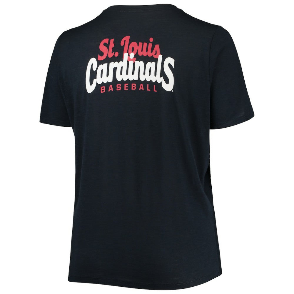 St. Louis Cardinals New Era Women's Plus Size 2-Hit Front Knot T-Shirt - Navy - New Era Sale