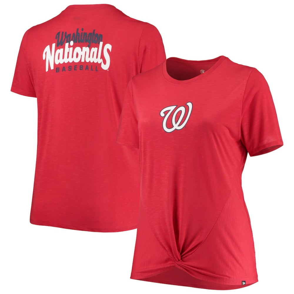 Washington Nationals New Era Women's Plus Size 2-Hit Front Knot T-Shirt - Red - New Era Online
