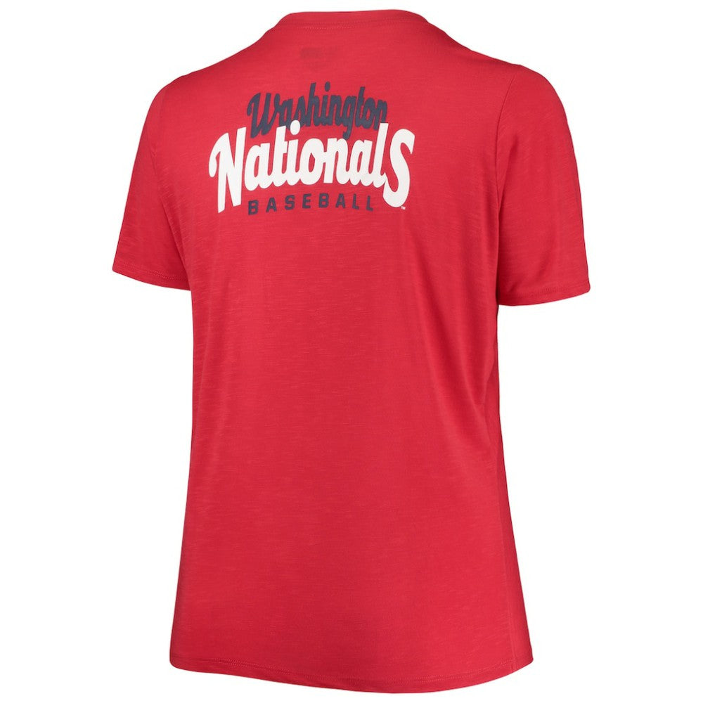 Washington Nationals New Era Women's Plus Size 2-Hit Front Knot T-Shirt - Red - New Era Online