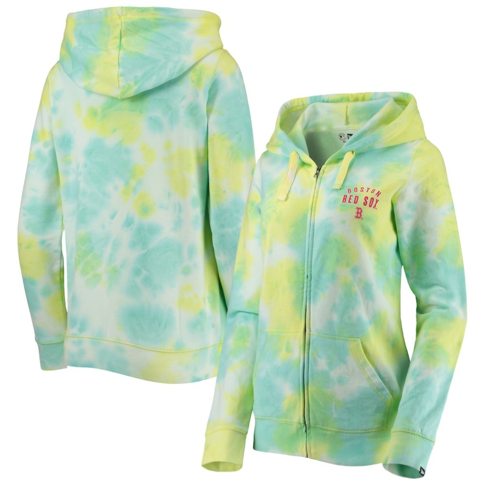 Boston Red Sox New Era Women's Tie-Dye Full-Zip Hoodie - White - New Era Sale