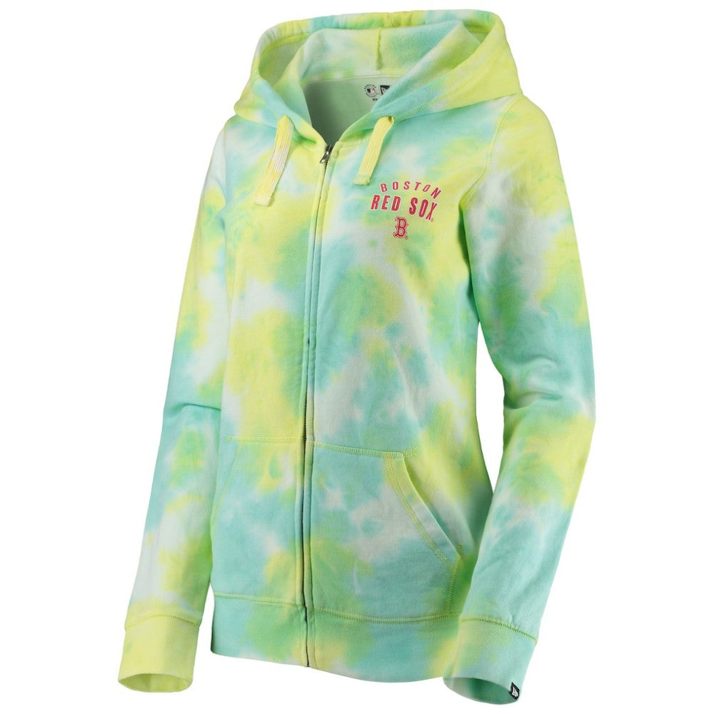 Boston Red Sox New Era Women's Tie-Dye Full-Zip Hoodie - White - New Era Sale
