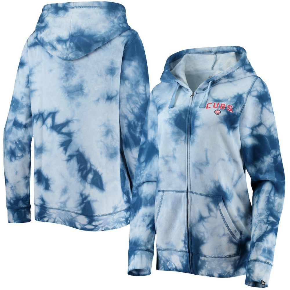 Chicago Cubs New Era Women's Tie-Dye Full-Zip Hoodie - Royal - New Era Discount