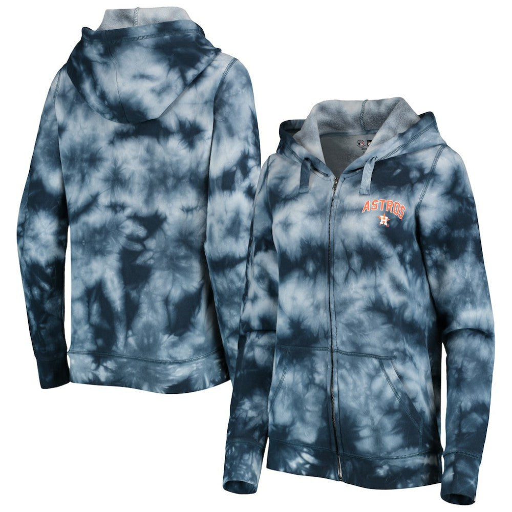 Houston Astros New Era Women's Tie-Dye Full-Zip Hoodie - Navy - New Era Discount