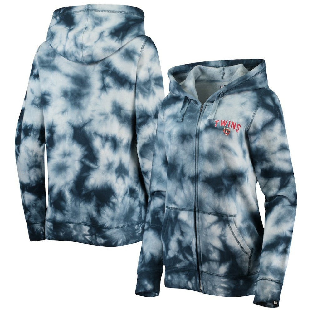 Minnesota Twins New Era Women's Tie-Dye Full-Zip Hoodie - Navy - New Era Discount