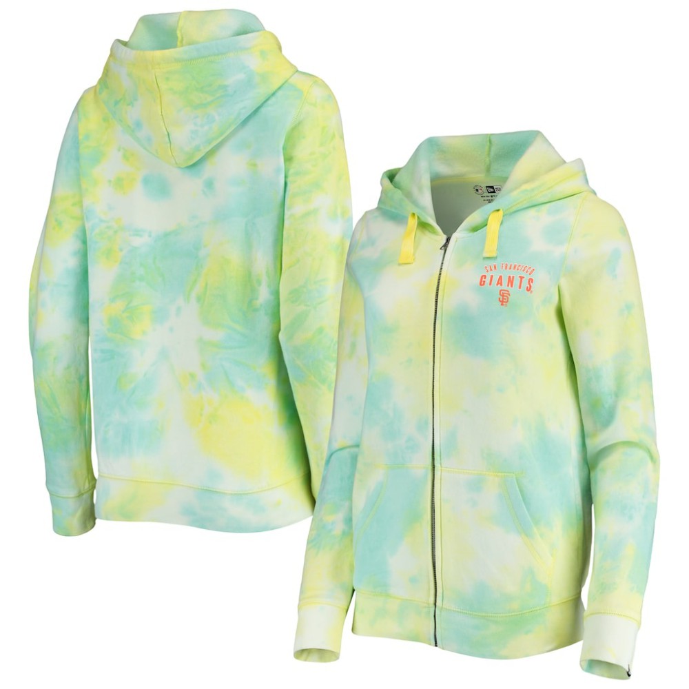 San Francisco Giants New Era Women's Tie-Dye Full-Zip Hoodie - White - New Era on Sale