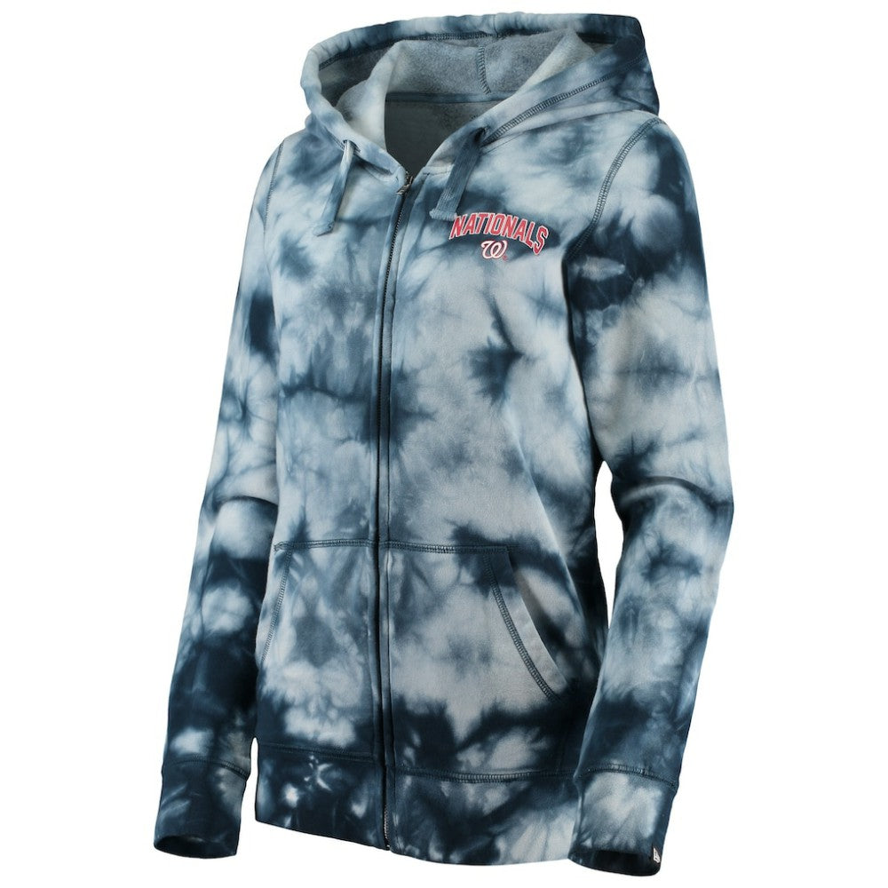 Washington Nationals New Era Women's Tie-Dye Full-Zip Hoodie - Navy - New Era Discount
