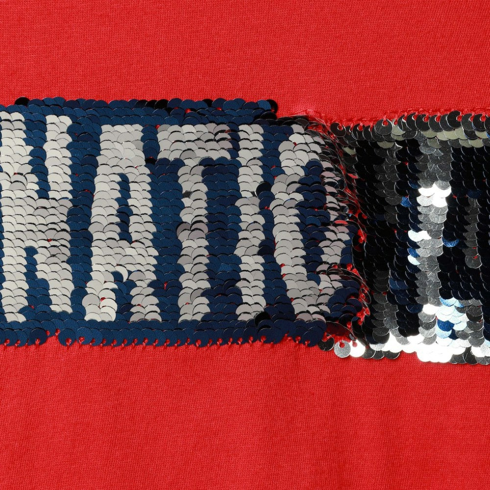Washington Nationals New Era Girls Youth Flip Sequin Team T-Shirt - Red - New Era on Sale