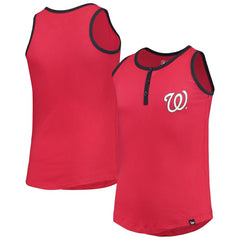 Washington Nationals New Era Girls Youth Henley Tank Top - Red - New Era on Sale