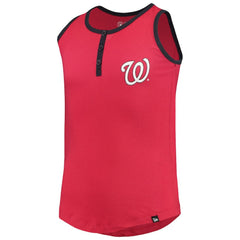 Washington Nationals New Era Girls Youth Henley Tank Top - Red - New Era on Sale