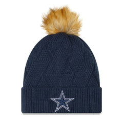 Dallas Cowboys New Era Women's Snowy Cuffed Knit Hat with Pom Navy