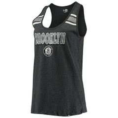 Brooklyn Nets Women's Scoop-Neck Racerback Tank Top Heathered Black | New Era for sale