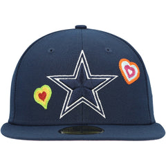 Dallas Cowboys New Era Chain Stitch Heart 59FIFTY Fitted Hat Navy