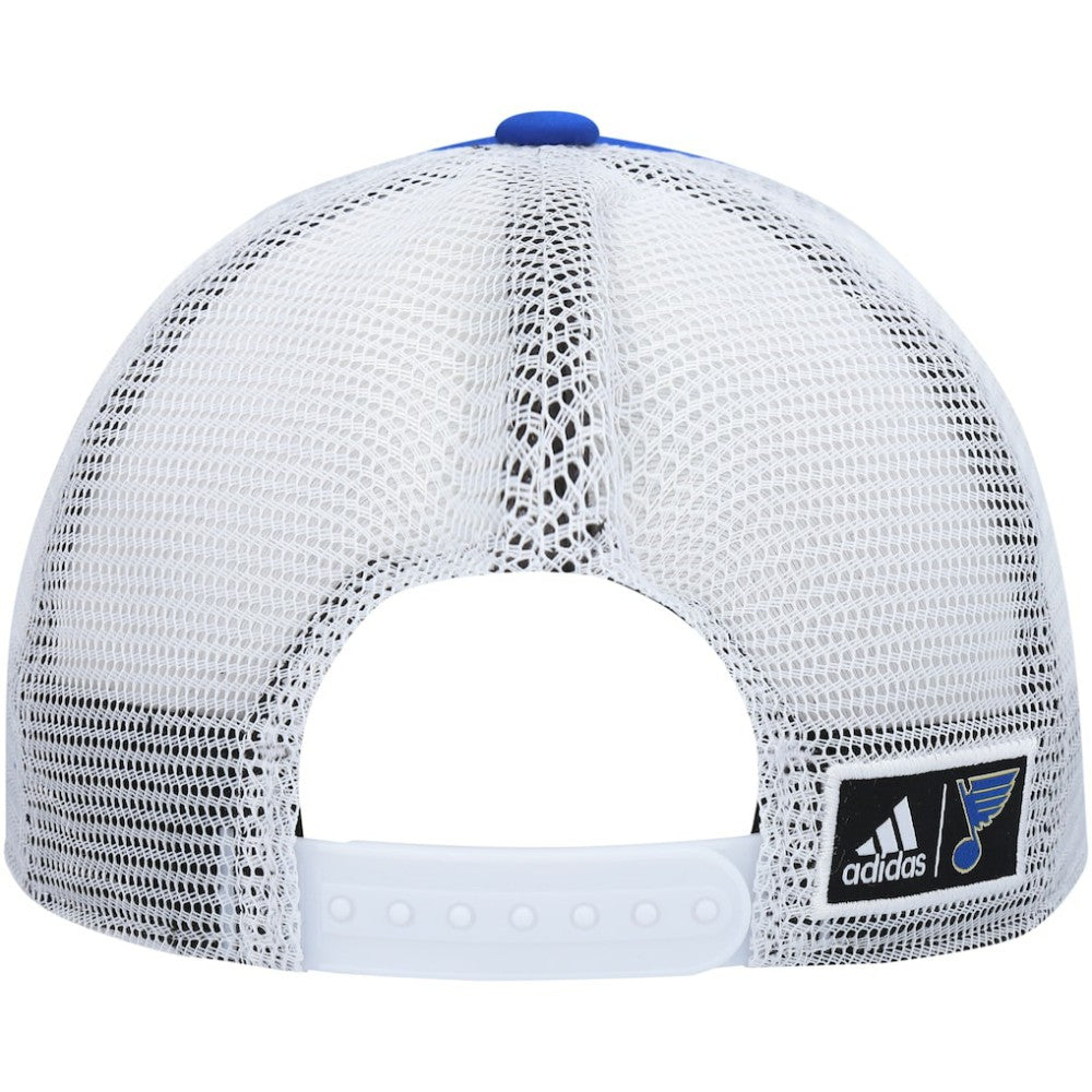 St. Louis Blues adidas Team Plate Trucker Snapback Hat - Blue/White - NHL 4687174