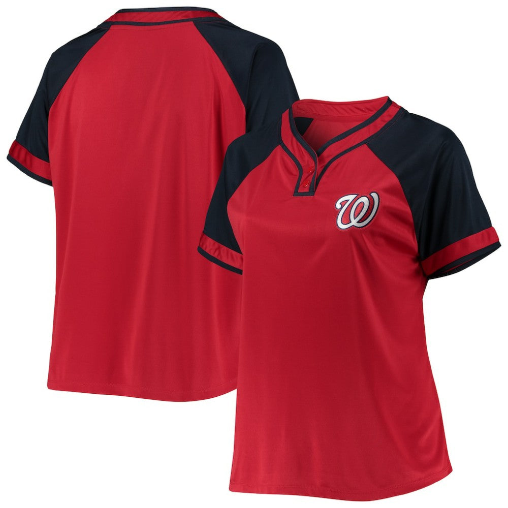 Washington Nationals Women's Plus Size Raglan T-Shirt - Red - MLB Online