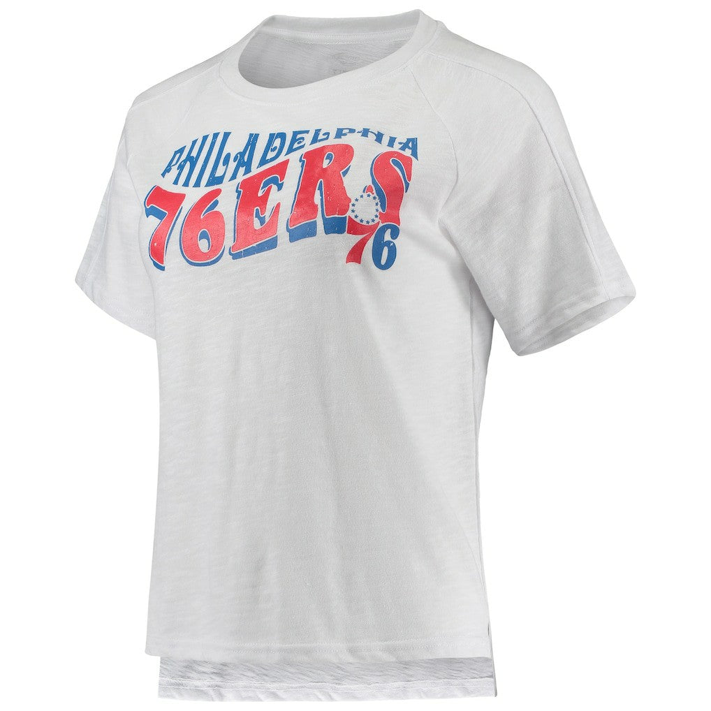Philadelphia 76ers Concepts Sport Women's Resurgence Slub Burnout Raglan Top & Shorts Sleep Set Royal/White