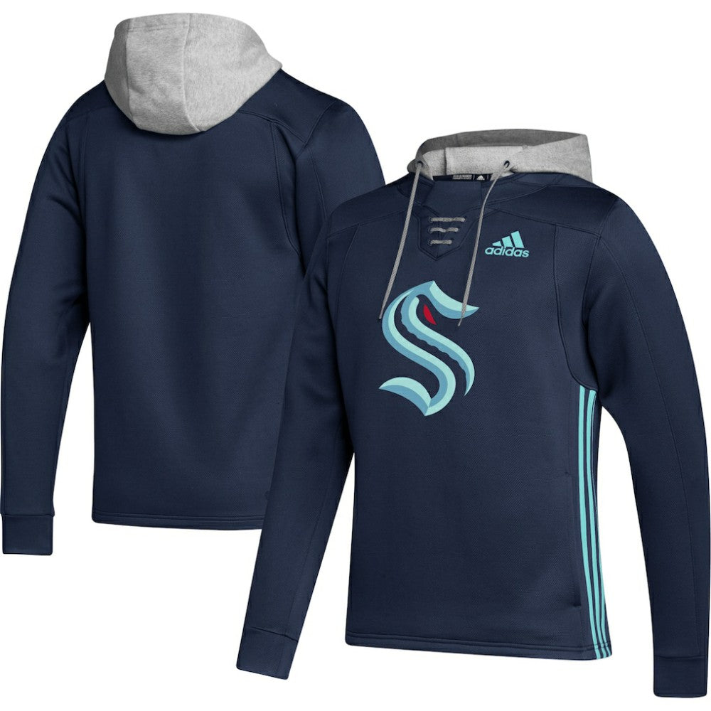 Seattle Kraken adidas Skate Lace Primeblue Team Pullover Hoodie - Deep Sea Blue - NHL 4691244
