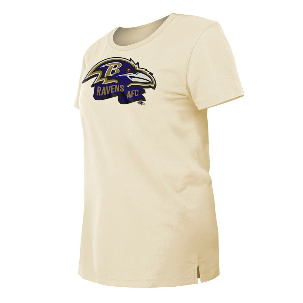Baltimore Ravens New Era Women's Chrome Sideline T-Shirt Cream
