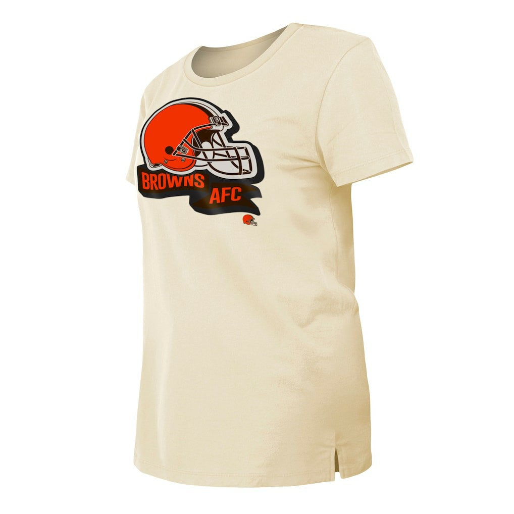 Cleveland Browns New Era Women's Chrome Sideline T-Shirt Cream