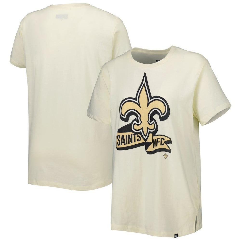 New Orleans Saints New Era Women's Chrome Sideline T-Shirt Cream