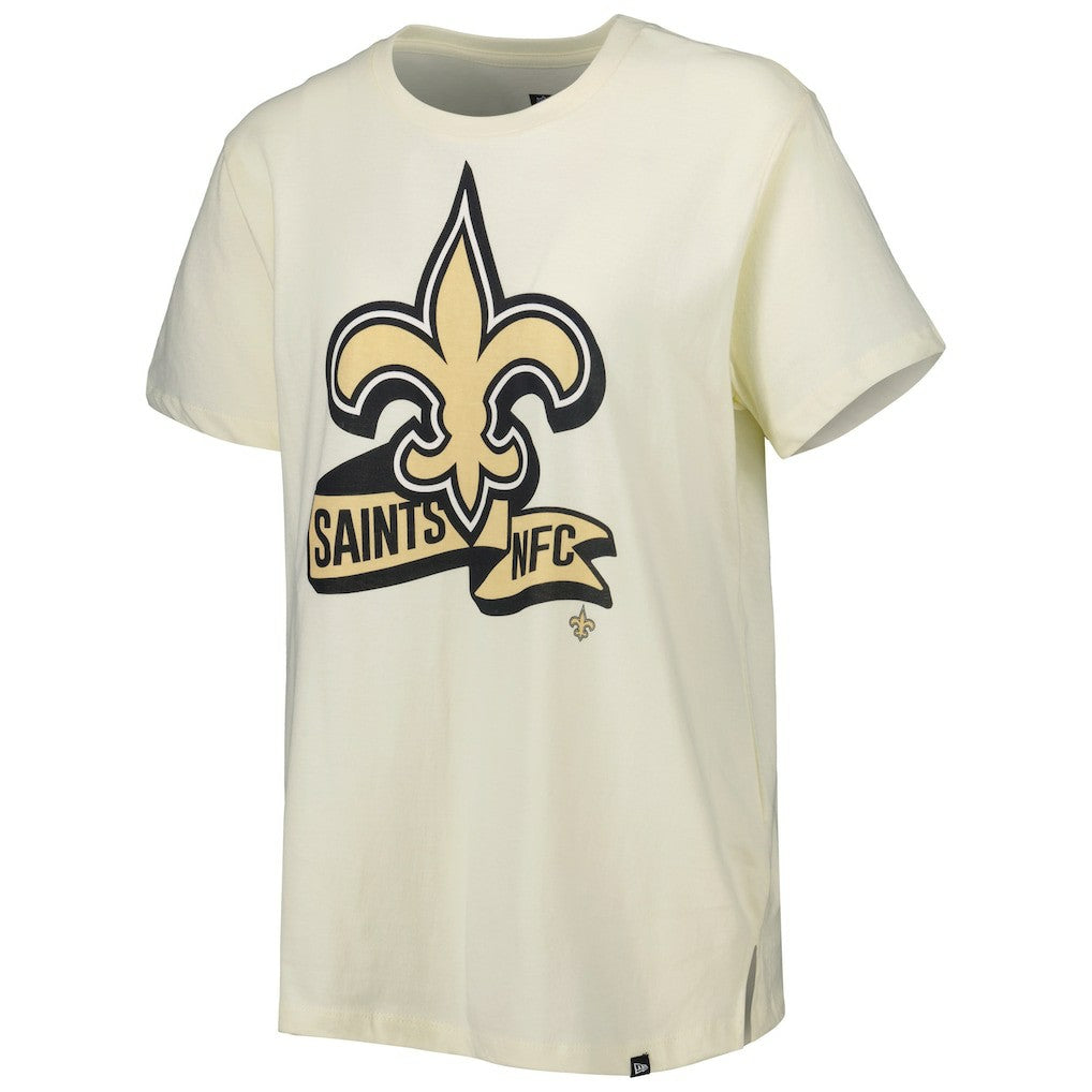 New Orleans Saints New Era Women's Chrome Sideline T-Shirt Cream