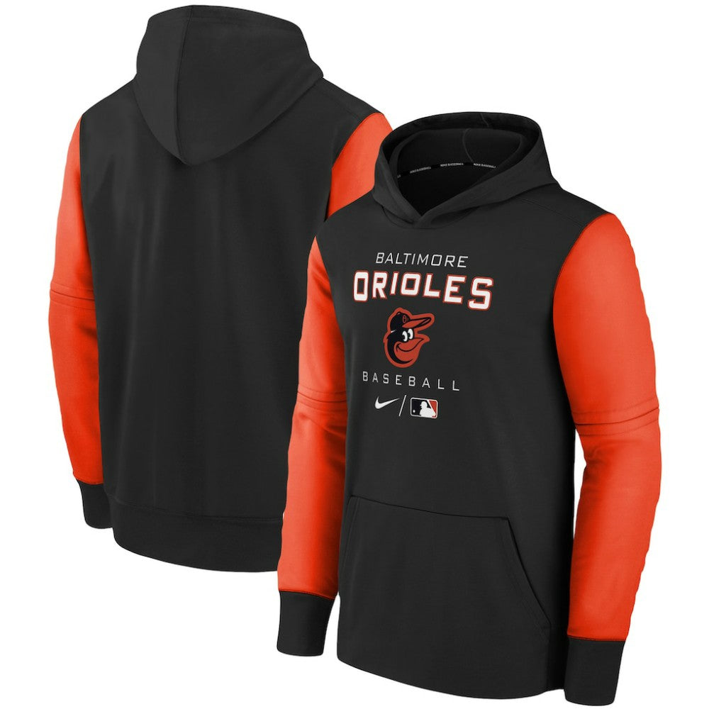 Baltimore Orioles Nike Youth Authentic Collection Performance Pullover Hoodie - Black/Orange - Nike Lifestyle