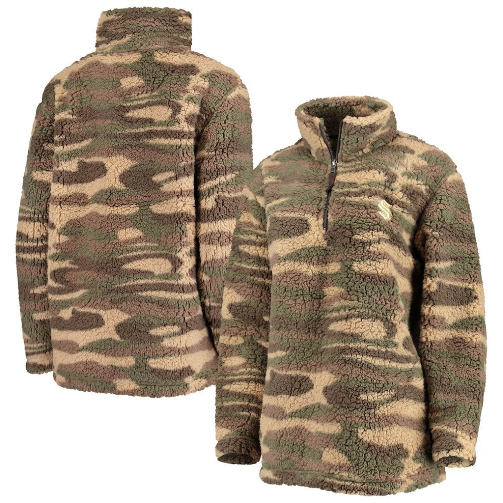 Seattle Kraken G-III Sports by Carl Banks Women's Sherpa Quarter-Zip Jacket - Camo - NHL 4692602