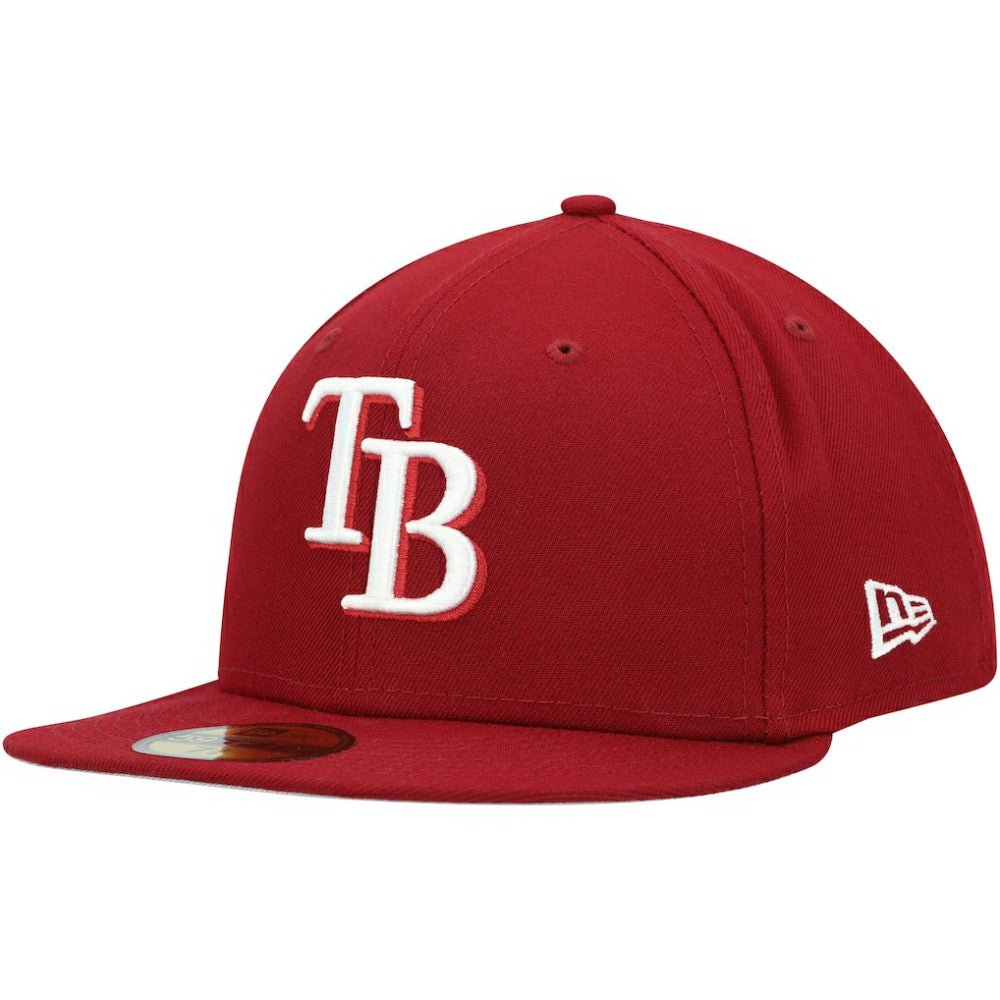Tampa Bay Rays New Era White Logo 59FIFTY Fitted Hat - Cardinal - New Era Lifestyle