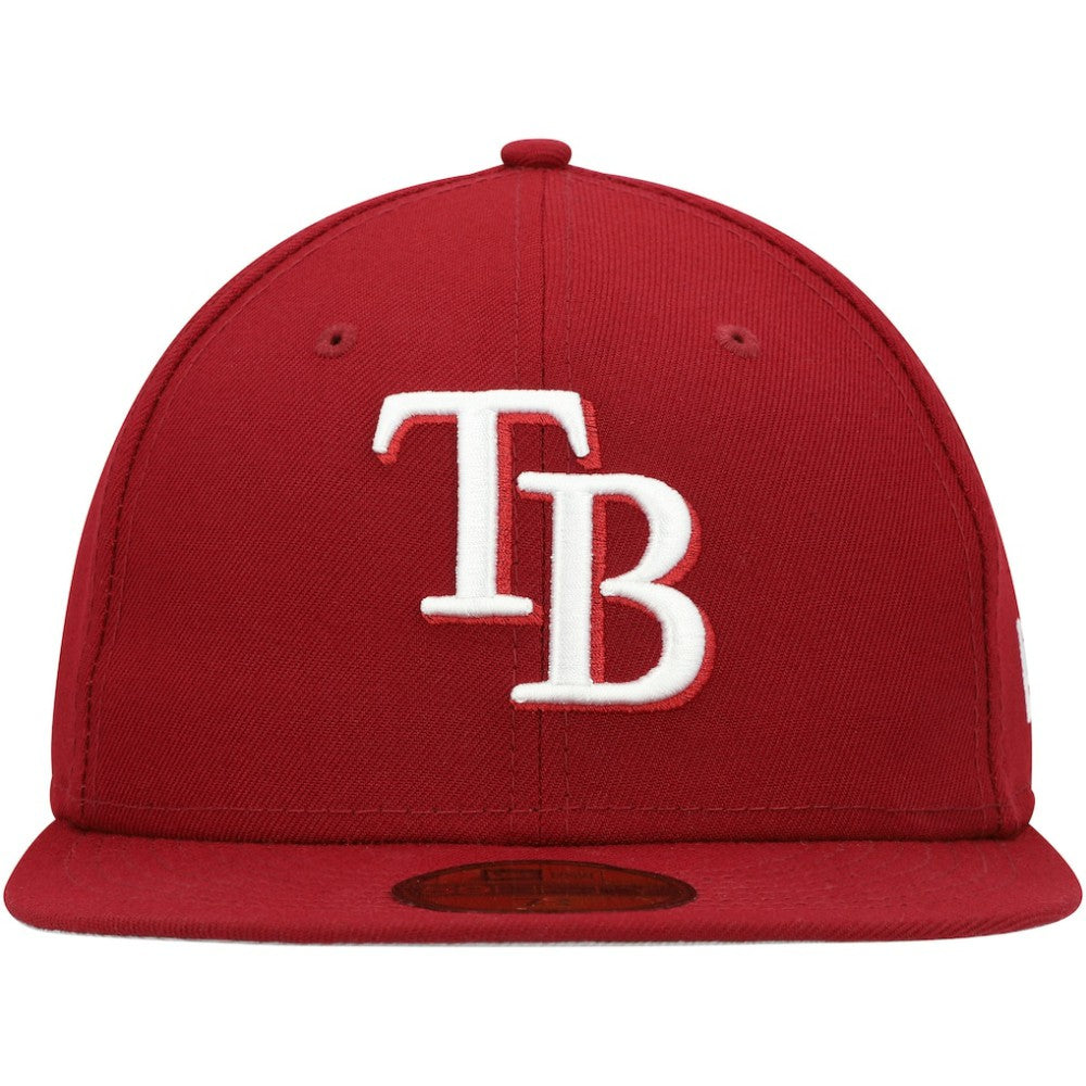 Tampa Bay Rays New Era White Logo 59FIFTY Fitted Hat - Cardinal - New Era Lifestyle
