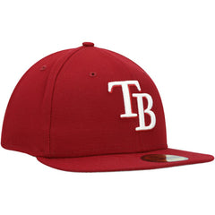 Tampa Bay Rays New Era White Logo 59FIFTY Fitted Hat - Cardinal - New Era Lifestyle